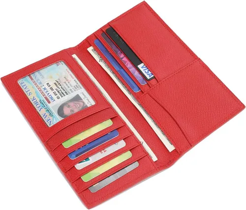 Vista 4 de Cartera larga delgada de cuero para tarjetas de identificacióncrédito con bloqueo RFID M