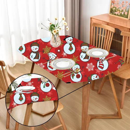 Vista 28 de Mantel ajustado blanco con elástico para mesas plegables de 48x48 pulgadas, manteles lavables y elásticos de elastano para mesas de cartas, manteles