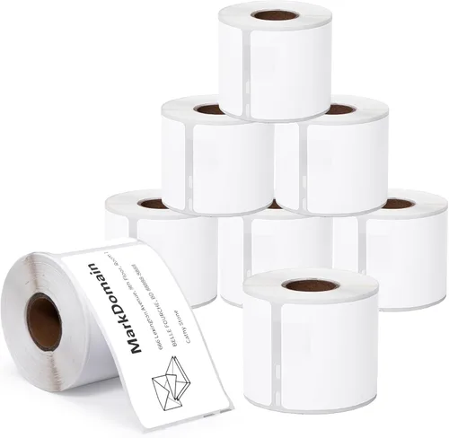 Vista 7 de 12 rollos compatibles con Dymo LabelWriter 30252 repuestos de etiquetas de 1-1/8 pulgadas x 3-1/2 pulgadas, etiquetas de dirección y código