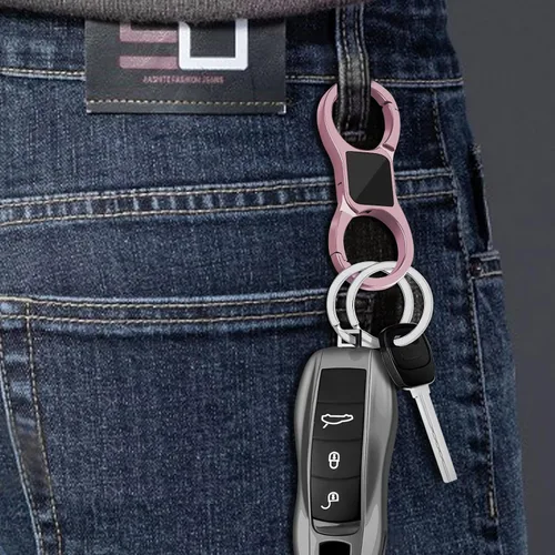 Vista 6 de Idakekiy Llavero de liberación rápida con resorte con 4 llaveros, llavero de coche resistente organizador para hombres y mujeres