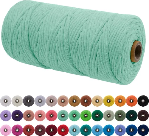 Vista 127 de JeogYong Cordón de macramé de un solo hilo 3 mm x 109 yardas (328 pies) Cuerda de algodón suave Hilo de macramé de 3 mm, suministros de macramé