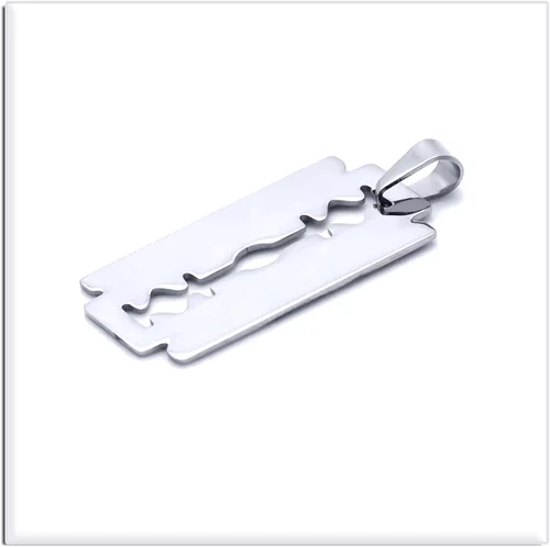 Vista 5 de Xusamss Collar de maquinilla de afeitar con colgante de hoja de acero de titanio Hip Hop, cadena de 24 pulgadas