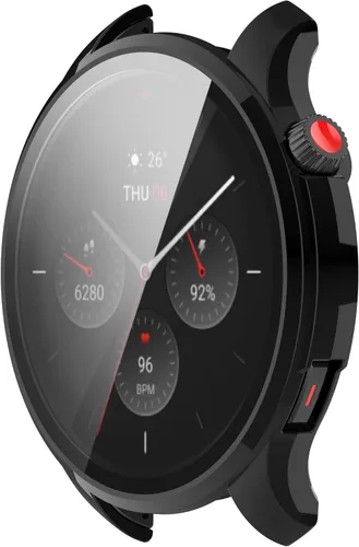 Vista 3 de Funda de reloj compatible con Amazfit GTR 4, resistente a los arañazos, funda de PC con protector de pantalla de vidrio templado HD para Amazfit GTR