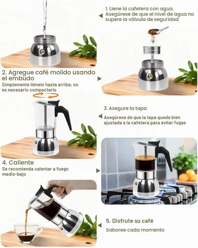 Vista 8 de Cafetera espresso para estufa, 4 tazas, 6.7 onzas, olla italiana