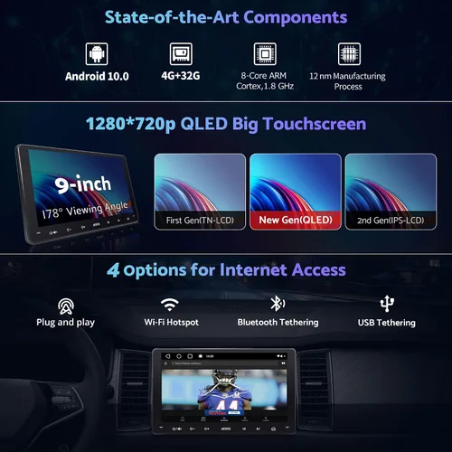 Vista 3 de S8 MS 9inch 4G+32G Android Estéreo doble DIN del coche, 4G incorporado