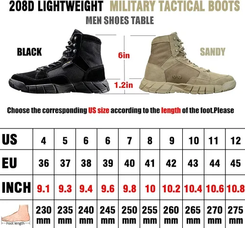 Vista 6 de ANTARCTICA - Botas tácticas militares ligeras de hombre para senderismo, botas de trabajo