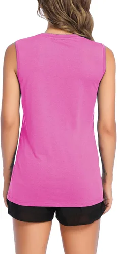 Vista 5 de COOrun Camisetas deportivas sin mangas para mujer, ligeras, de secado rápido, para yoga, sin mangas