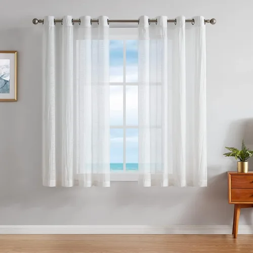 Vista 17 de Nautica - Cordelia - Cortina transparente aplastada Cortinas para ventana Cortinas ligeras Juego de 2 paneles Transparente Cabecera