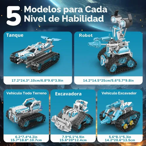 Vista 5 de Kit de construcción de robot con aplicación/control remoto, regalos STEM para niños de 6 a 16 años, juguetes robóticos de codificación técnica