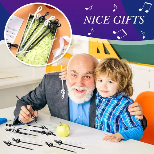 Vista 5 de Lincia 100 bolígrafos de notas musicales a granel, bolígrafos musicales a granel, recuerdos de fiesta temática musical, regalos novedosos para coro