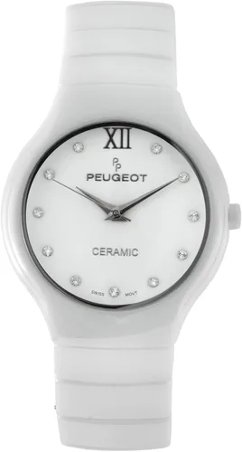 Vista 2 de Peugeot Swiss Reloj de cerámica para mujer con hebilla de acero inoxidable