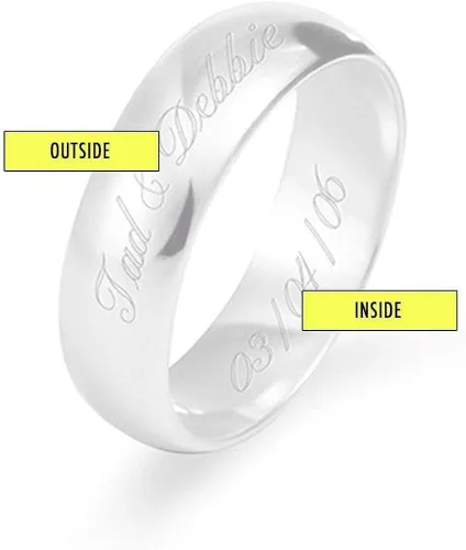 Vista 2 de EVE'S ADDICTION Custom Engraved Sterling Silver Men's & Women's 6mm Ring (ring sizes 5 to 13) Personalized Wedding Bands - Class Rings - Initial Ring