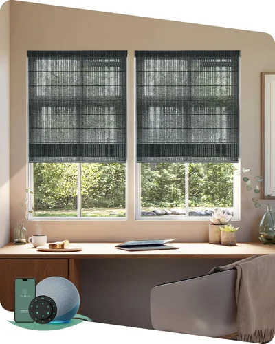 Vista 16 de Yoolax Persianas Romanas con Filtrado de Luz para Ventanas, Persianas Romanas Opacas Sin Cables, Muestra de Tela (Multicolor)