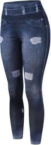 Vista 4 de Leggings para mujer, cintura alta, sin costuras, control de abdomen, pantalones de yoga para correr, entrenamiento, levantamiento de glúteos, Azul