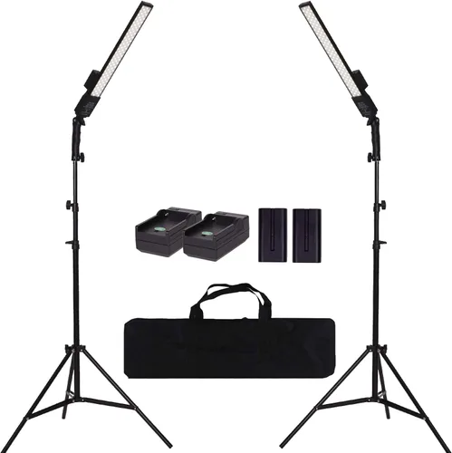 Vista 8 de Luz de video LED alimentada por batería, varita portátil de mano, regulable 2800-5500 K, kit de luz de estudio fotográfico con batería de iones