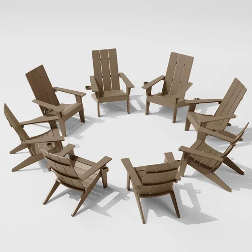 Vista 41 de MXIMU Silla Adirondack moderna resistente a la intemperie con portavasos, sillas de gran tamaño para hogueras Adorondic de plástico al aire libre