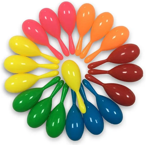 Vista 10 de 12 mini maracas para niños, maraca de plástico, regalos de fiesta para niños, fiesta del Cinco de Mayo, temática mexicana, suministros de fiesta