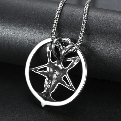 Vista 4 de Colgante gótico punk gótico para hombre con símbolo satánico Samael Lilith Baphomet de cabra con símbolo de Lucifer