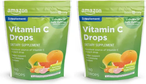 Vista 5 de Amazon Basic Care Gotas de suplemento de vitamina C, limón, naranja y pomelo, 140 unidades (anteriormente SoundHealth)