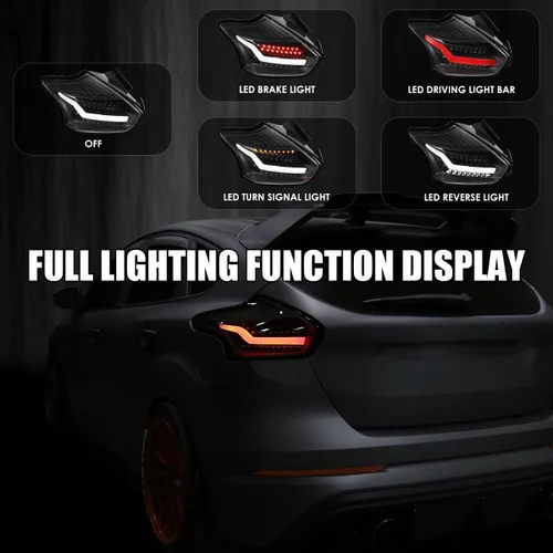 Vista 2 de SPEC-D TUNING Barras de luces traseras LED negras Compatibles con Ford Focus SE/ST/Titanium Hatchback 2015-2018, Ford Focus RS Hatchback 2016-2018