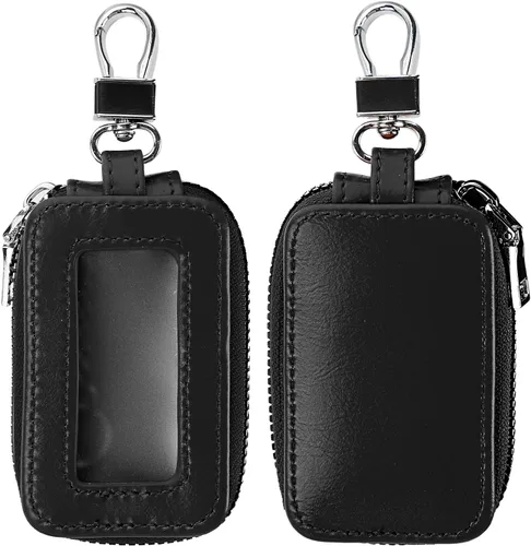 Vista 11 de 2 Piezas Funda de Cuero para Llavero de Coche Estuche Portador Funda para Llave de Coche Protector de Llavero Funda para Llavero de Coche (Marrón)