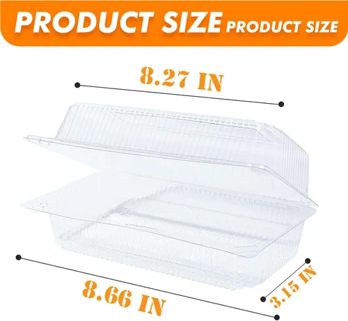 Vista 2 de MANSHU 100 recipientes de plástico transparente para llevar, recipiente desechable de postre con tapa, para ensaladas, pasta, sándwiches