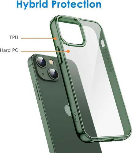 Vista 3 de JETech - Funda para iPhone 13 de 15,5 cm, cubierta de goma a prueba de golpes que no se pone amarilla, parte trasera transparente antiarañazos