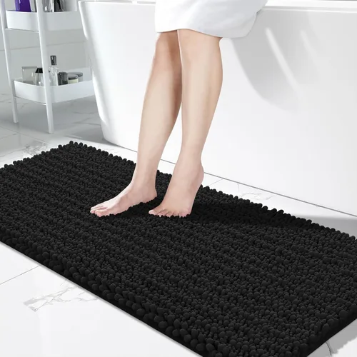 Vista 69 de Yimobra Alfombras de Baño Antideslizantes Lavables - Alfombra de Baño de Chenilla Ultra Suave Absorbente, Alfombra Peluda de Secado Rápido para Negro