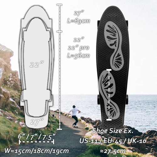Vista 4 de KMX Classic Retro Mini Cruiser Skateboard for Kids, Teens, Adults Portable Compact Cruiser for Boys,Girls,Students,Beginners & Pros,Smooth