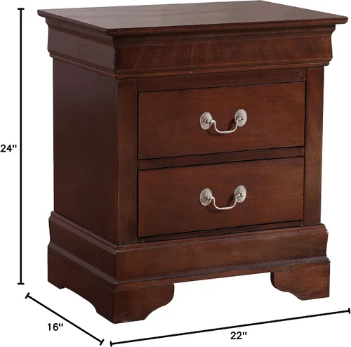 Vista 3 de Glory Furniture Mesita de noche Louis Phillipe con 2 cajones en capuchino