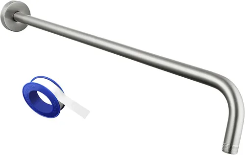 Vista 17 de Brazo de ducha Voolan con brida y cinta de teflón, brazo de cabezal de ducha extensible para cabezal de ducha fijo de baño, acero inoxidable sólido
