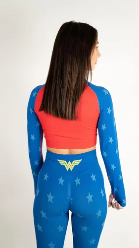 Vista 6 de DC Comics Camisa de gimnasio de manga larga sin costuras para mujer, camiseta de yoga para entrenamiento, mujer maravillosa, Harley Quinn Supergirl