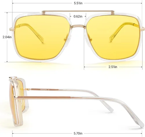 Vista 6 de MAFEEDSS Gafas de sol estilo aviador retro para hombre y mujer