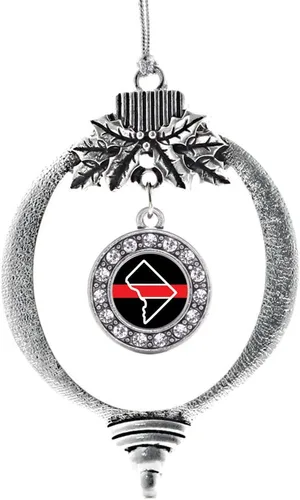 Vista 117 de Inspired Silver - Adorno con dije de cara de carlino - Adornos navideños de círculo de plata con joyas de circonita cúbica