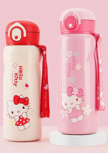 Vista 5 de Hello Kitty - Botella de agua aislada de acero inoxidable con correa, color blanco, 16.2 fl oz