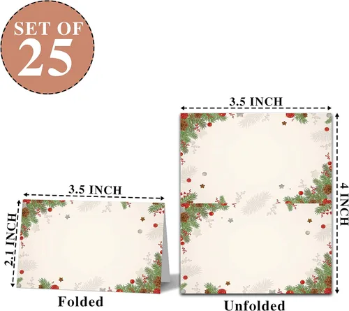 Vista 2 de Tarjetas de lugar de mesa de Navidad, tarjetas de lugar de asientos de Navidad para mesas, tarjetas de tienda de campaña de fiesta de vacaciones