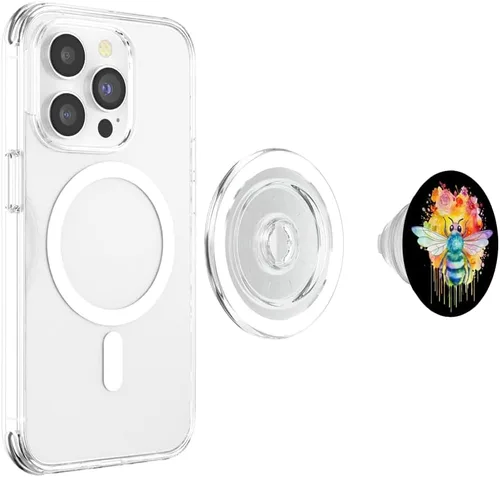 Vista 4 de Bee Honeybee Honey Bee Colorful Insect Bumble Bees Lovers PopSockets MagSafe PopGrip para iPhone