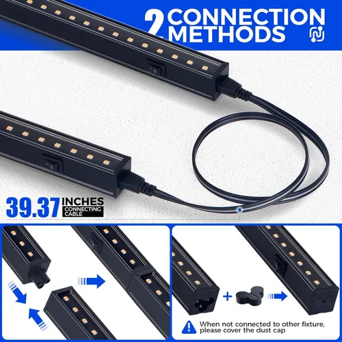 Vista 8 de Barrina Luces de crecimiento T5, lámpara de crecimiento de 1 pie para plantas de interior de espectro completo, bombillas LED de cobertura negra