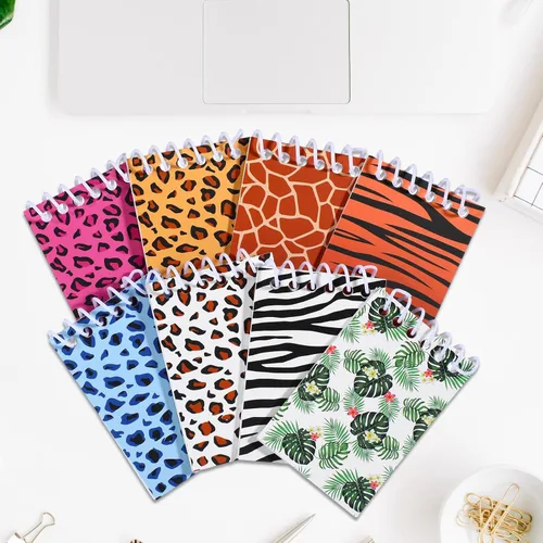 Vista 6 de Dianelhall 24 cuadernos pequeños de animales salvajes, cuadernos pequeños de bolsillo en espiral, animales de la selva, leopardo, guepardo