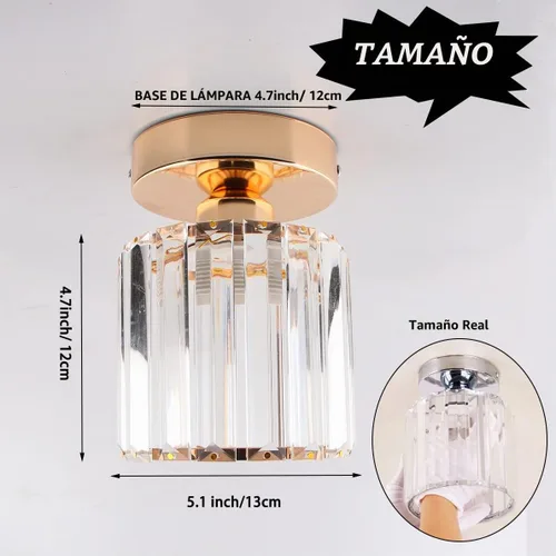 Vista 5 de FRIXCHUR - Mini lámpara de araña de cristal, moderna lámpara de techo con base E26