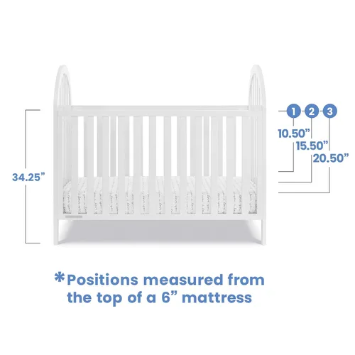 Vista 6 de Delta Children Milano - Cuna convertible 4 en 1, certificada Greenguard Gold, color blanco Bianca