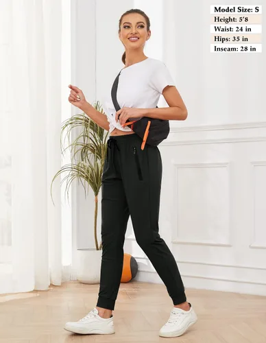 Vista 2 de SPECIALMAGIC Women's Lightweight Athletic Joggers with Zipper Pockets Summer Track Pants Quick Dry for Running Yoga Workout