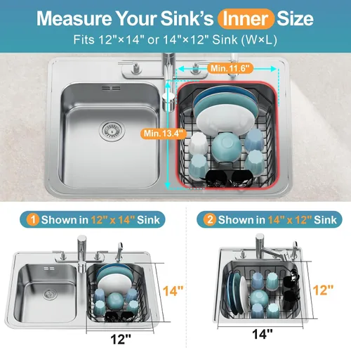 Vista 4 de GSlife Escurridor de platos pequeño en el fregadero, escurridor de platos compacto para fregadero de cocina y apartamento, resistente a