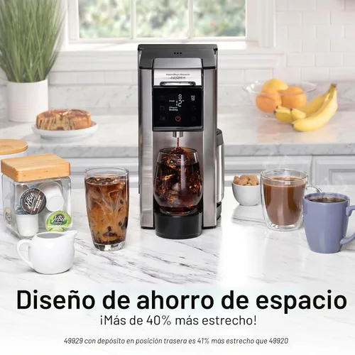 Vista 3 de Hamilton Beach FlexBrew Advanced 5-en-1 Cafetera Térmica Programable de 12 Tazas de Goteo y Porción Individual para Café Caliente y Helado, Depósito