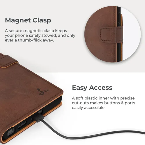 Vista 3 de Snakehive Cartera de cuero para Samsung Galaxy S22 Ultra 5G Funda de cuero genuino con tarjetero Funda tipo folio con soporte Compatible