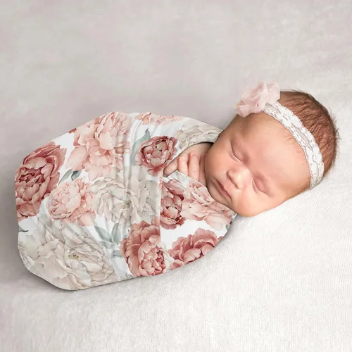 Vista 16 de Sweet Jojo Designs Manta para envolver al bebé con diseño floral bohemio de jardín y flores para bebé recién nacido, tejido ligero elástico
