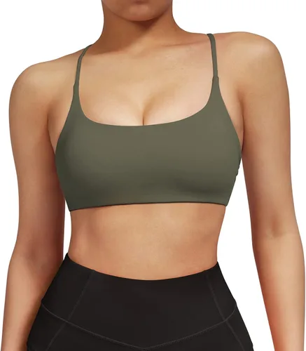 Vista 5 de DOULAFASS Sujetadores deportivos para mujer, con tirantes, sexy, lindo, espalda cruzada, soporte ligero, para entrenamiento, yoga, con copas
