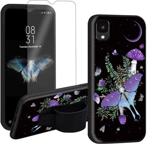Vista 15 de Funda para Alcatel TCL 30 Z 2022 con soporte para el dedo y protector de pantalla, correa de mano elástica, soporte de agarre a prueba de golpes