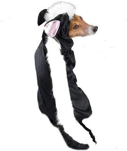Vista 4 de Casual Canine Lil' Stinker - Disfraz de perro extra pequeño - Disfraz de mofeta en blanco y negro para tu perro que se adapta a longitudes de hasta