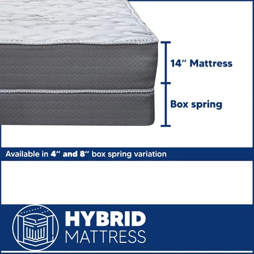 Vista 2 de Nutan, Colchón firme de doble cara con resortes interiores de 14 pulgadas con somier de madera de 4 pulgadas, individual, visón